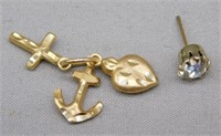 14K Yellow Gold charms and unmarked single