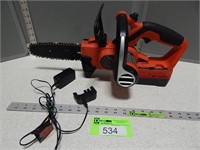 Black & Decker 8" chainsaw with battery; includes