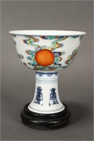 Chinese Doucai Porcelain Stem Cup,