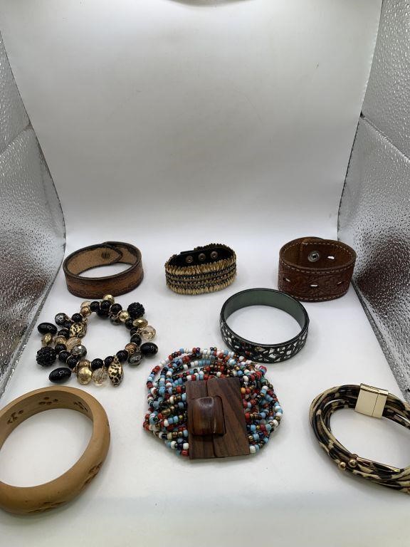 BRACELET LOT OF 8-TWO ARE LEATHER