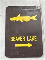 Heavy plastic "Beaver Lake" sign