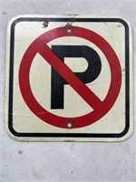 Metal No Parking sign 12 in x 12 in