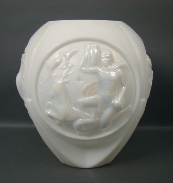 Phoenix Pearlized White Zodiac Lg. Vase.