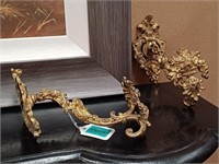 Pair of Gilt Metal Hooks (for Towels or Coats)