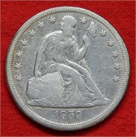 1859 O Seated Liberty Silver Dollar No Motto