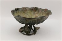 Chinese Bronze Bowl on Leaf Stand