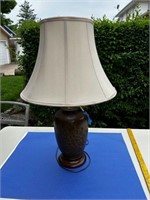 29" Bronze based Lamp w/Design & Ivory shade