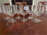 6 glass thumbprint stemware glasses
