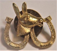 Horse & Horseshoe Gold Tone Lapel Pin