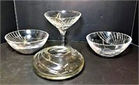 Swirl Glass Design Bowls, Large Champagne