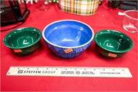 (2) Sm Longaberger Pottery Green Bowls; Vintage