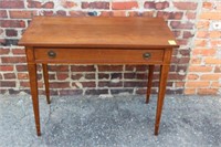 1 Drawer Walnut Table w/ string & medallion inlay