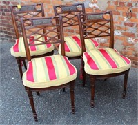 Set of 4 Mahg. Chairs w/ cane seat, custom