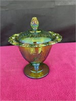 Vintage Indiana Glass, pannel grape, lidded candy