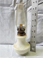 Miniature Lamp white swirl glass body