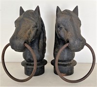 Vintage Cast Iron Horse Head Post Caps (2)