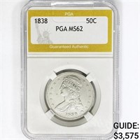 1838 Capped Bust Half Dollar PGA MS62