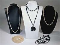 Vintage Glass & Faux Pearls Necklaces