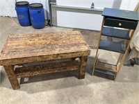 Wooden Table 42x22x22, Stand 38x16x12 w/drawer