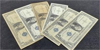 (6) 1957 $1 Silver Certificate Notes inc/