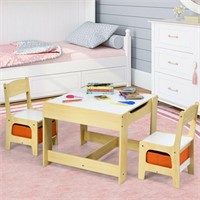 Kids Table Chairs Set With Storage Boxes Blackboar
