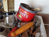 Vintage Kitchen Utensils, Folger's Can