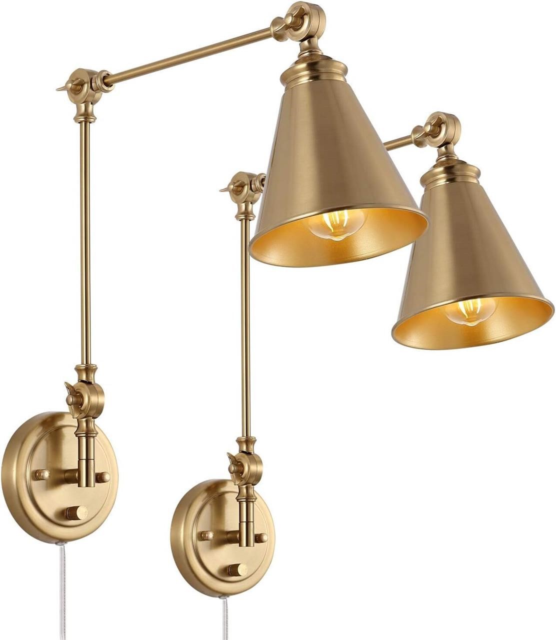 $130  WINGBO Gold Swing Arm Wall Lamp Set of 2