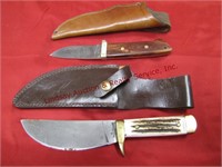 2 knives w/ sheaths: 1 no name 3" blade &