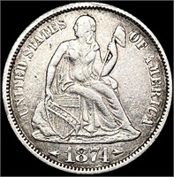 1874 Arws Seated Liberty Dime CLOSELY