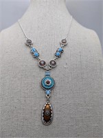 Silver and Turquoise Colored Fashion Necklace