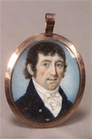 Georgian English Portrait Miniature in Gold Frame,