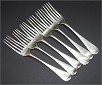 Group six Victorian silver Entree Forks
