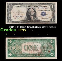 1935E $1 Blue Seal Silver Certificate Grades vf++