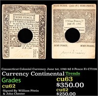 Connecticut Colonial Currency June 1st, 1780 9d 9