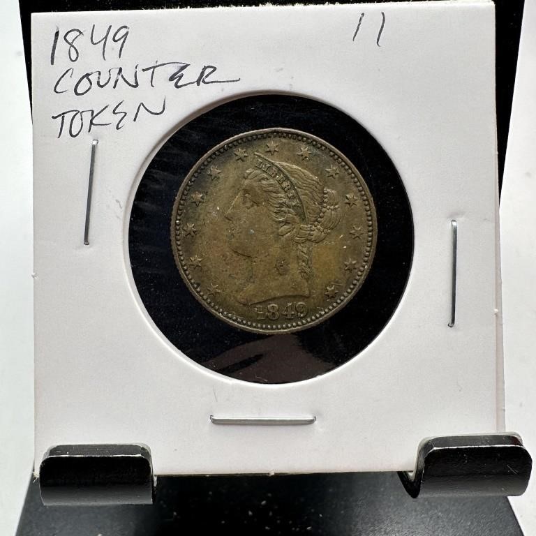 1849 COUNTER TOKEN CALIFORNIA 49ER BETTER GRADE