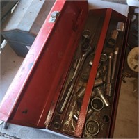 Red Tool Box (no Handle) w/ Ratchet (1/2 ) &