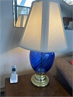 BLUE LAMP 30 IN TALL WITH SHADE