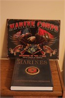 US Marines Tin Sign & Book