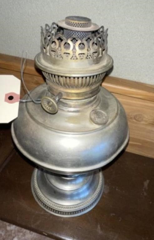 Rayco Oil Lamp w/Silver Plated Bottom & Burner
