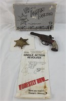 Rare toy Texas pistol, Arizona Marshall metal