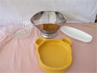 Mercury Glass Look Bowl,Milk Glass Dish