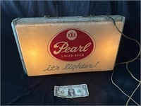 Pearl Beer Light Adv. & Exit Sign-Dbl Sided -Works