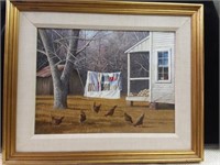 Print of Chickens, Quilt on Line, Artist-Ron Lewis