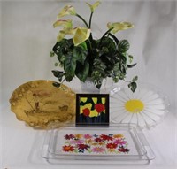 Artificial Floral Greenery & Acrylic Serving Trays