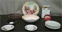 Box-Decorative Bowl, Plate, Pink Glass Bowl, &