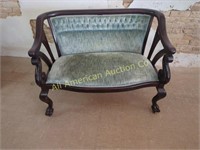 ANTIQUE MAHOGANY CLAW FOOTED SETTEE