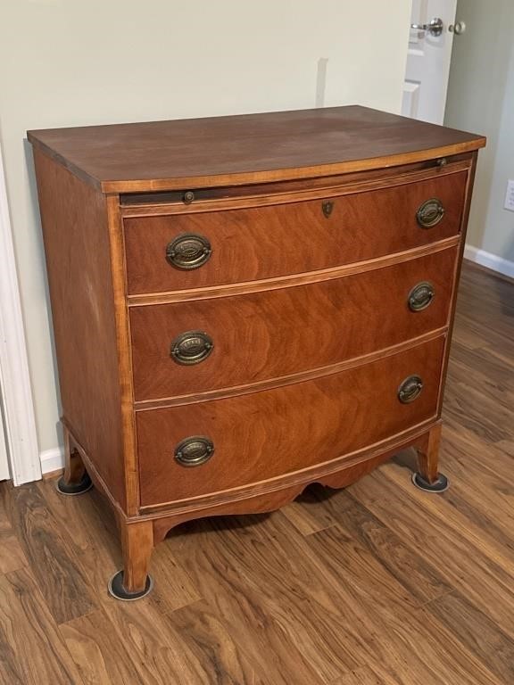 3 Drawer Bow Front Chest 33” x 31” x 19”