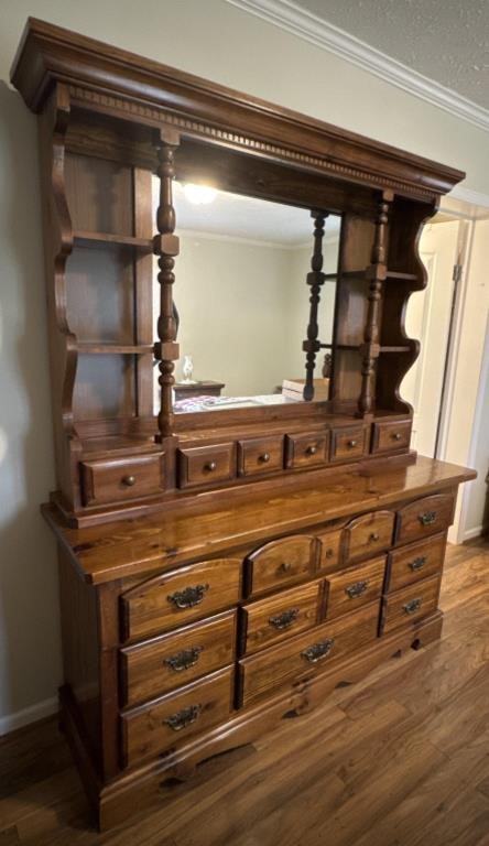 64” x 19” x 78” Dresser with 9 drawers & Mirror