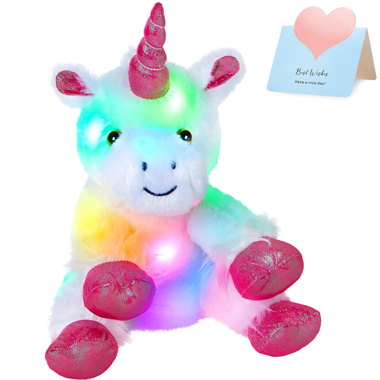 WEWILL 12'' Light up Unicorn Stuffed Animal LED Un