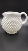 Vintage White Milk Glass Hobnail Pitcher